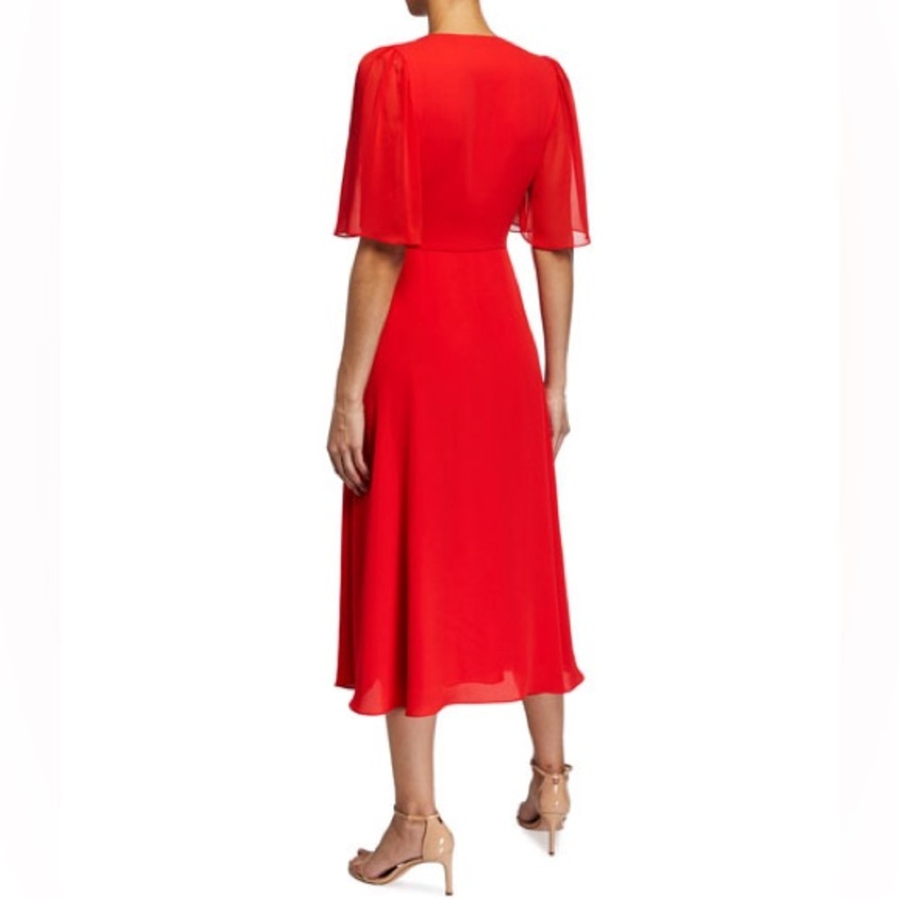 Alice + Olivia Siri Wrap Midi Dress in Red Poppy Size 4 - Picture 5 of 10